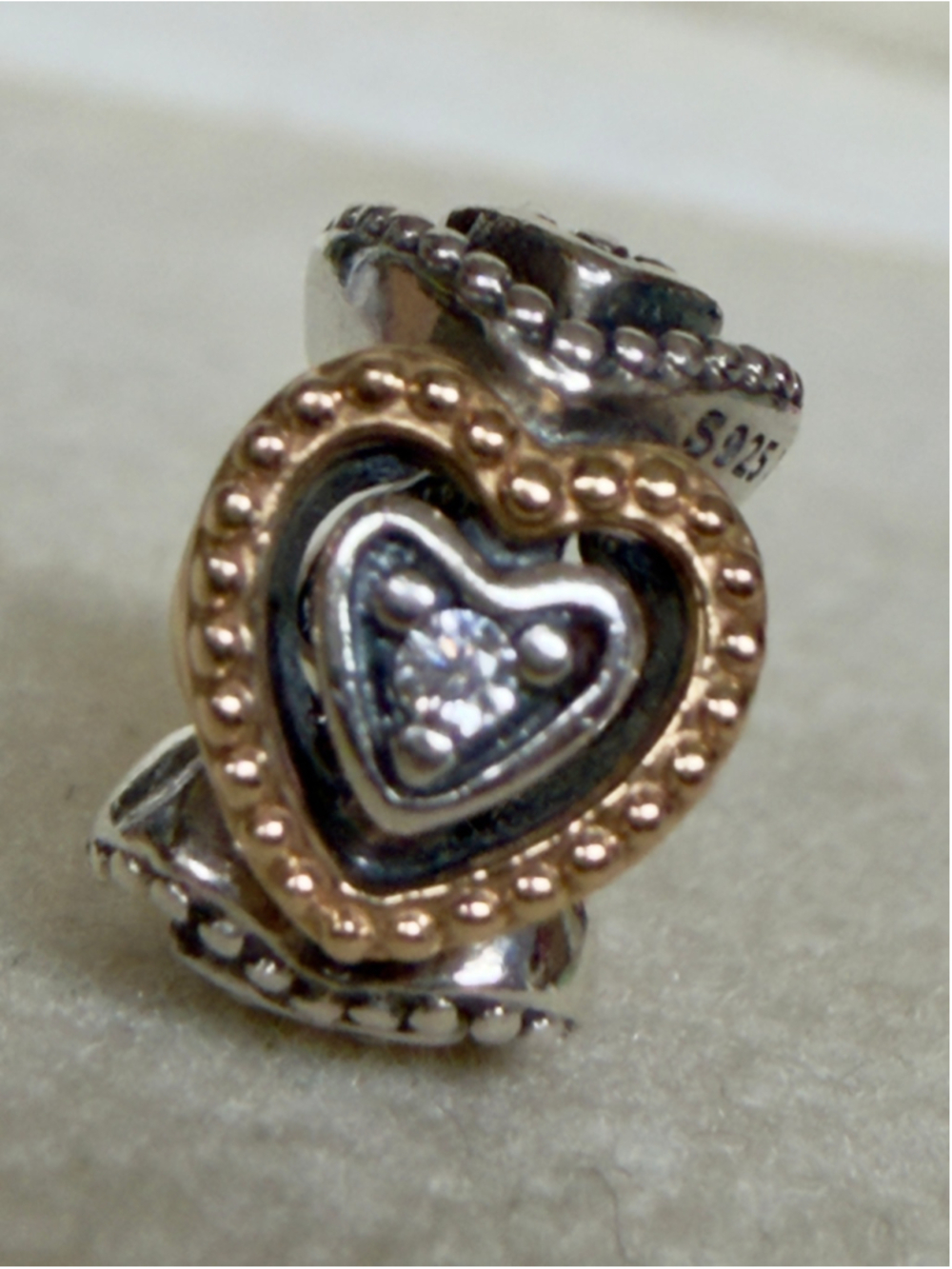Pandora Sterling Silver & 14k Gold Celebration Of Love Charm Spacer 791975CZ